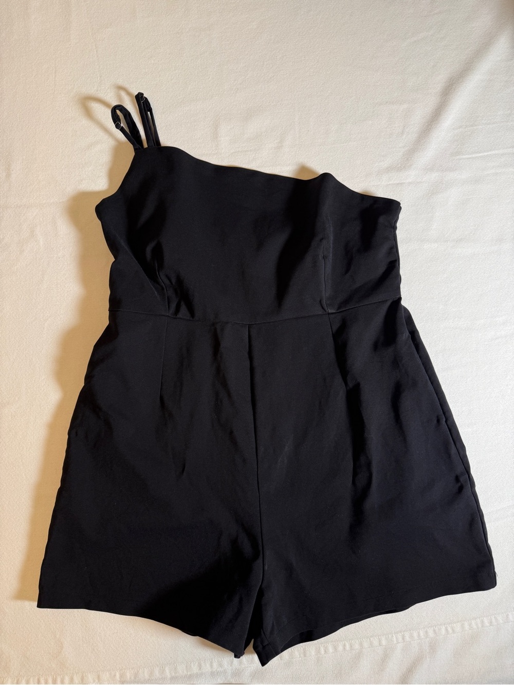 Pink Lily Black One-Shoulder Asymmetrical Romper